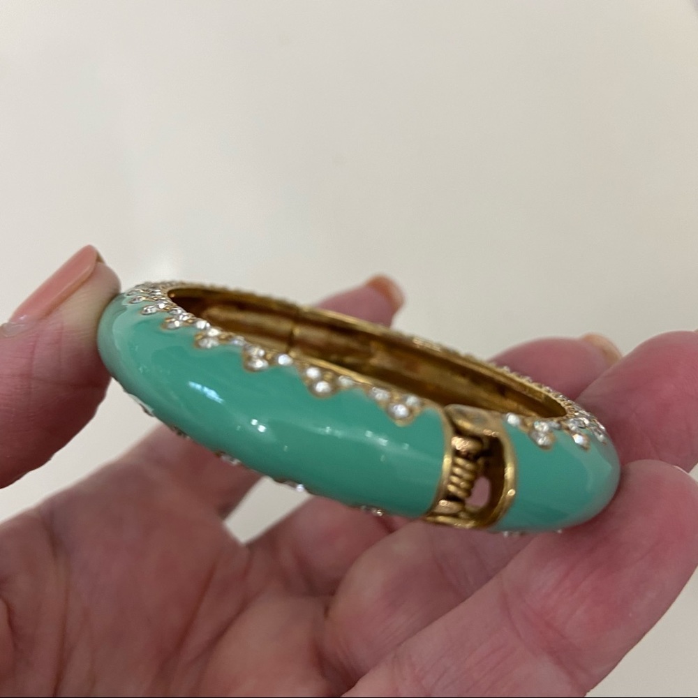 Stella & Dot Aqua Bangle bracelet w/Pave crystals - Picture 6 of 6